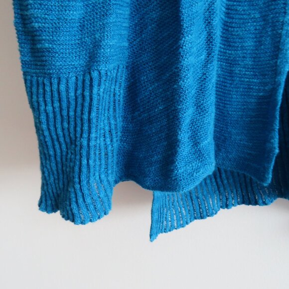 EILEEN FISHER Linen Cotton Blend Textured Knit Open Front Cardigan Ocean Blue 1X - Picture 6 of 15